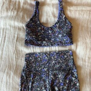 Lululemon floral print sports bra and pocket shorts size 4
